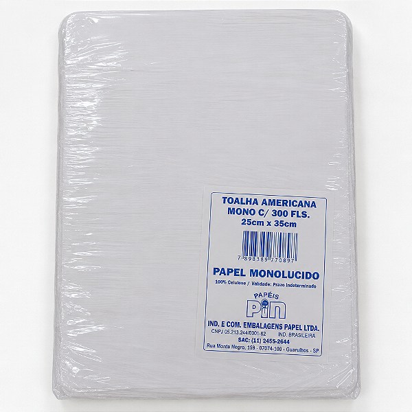 TOALHA AMER.MONO C/300FLS 25X35CM PAPÉIS PIN