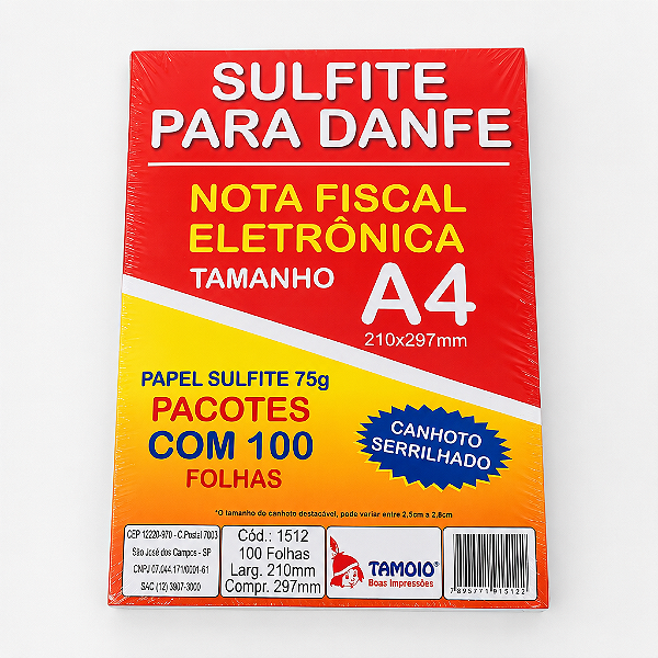 PAPEL SULF A4 DANFE C/SERRILHA 100FLS TAMOIO