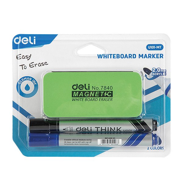 KIT MARCADORES QUADR BCO/APAG PTO/AZL - DELI