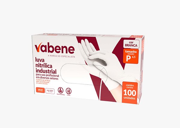 LUVA NITRILICA IND BRANCA P 100UN - VABENE