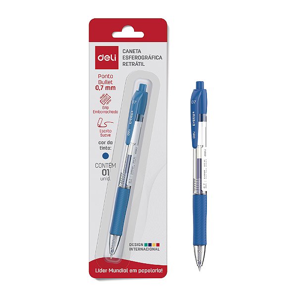 BLT CANETA ESFER RETRATIL 0,7MM AZL - DELI