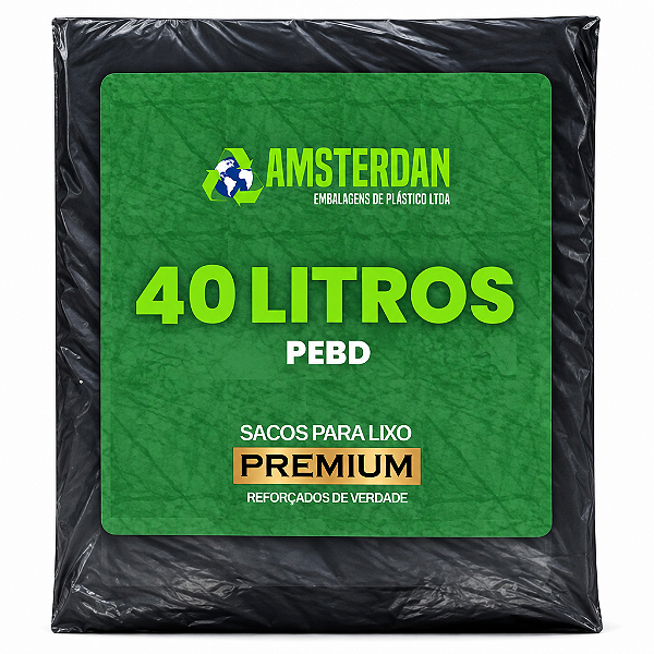SACO LIXO REFOR PRETO 040 L-5KG-AMSTERDAN