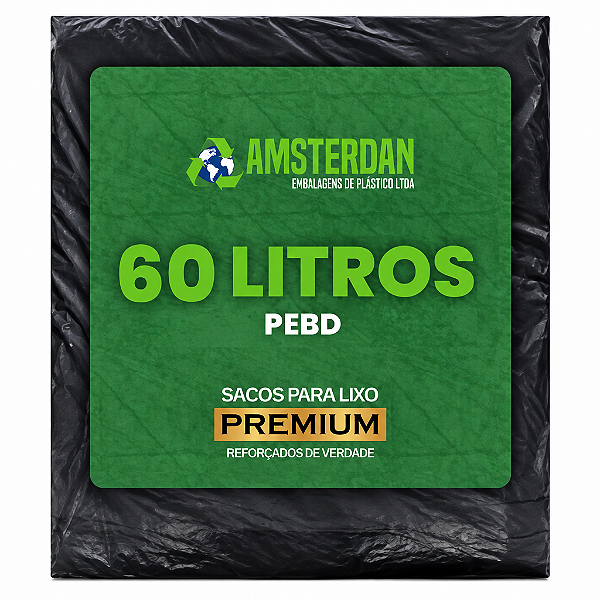 SACO LIXO REFOR PRETO 060 L-5KG-AMSTERDAN