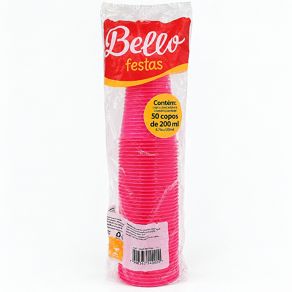 COPO 200ML PINK 50UN - BELLO