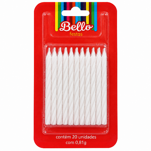 VELA PALITO ESPIRAL BRANCO 20UN - BELLO