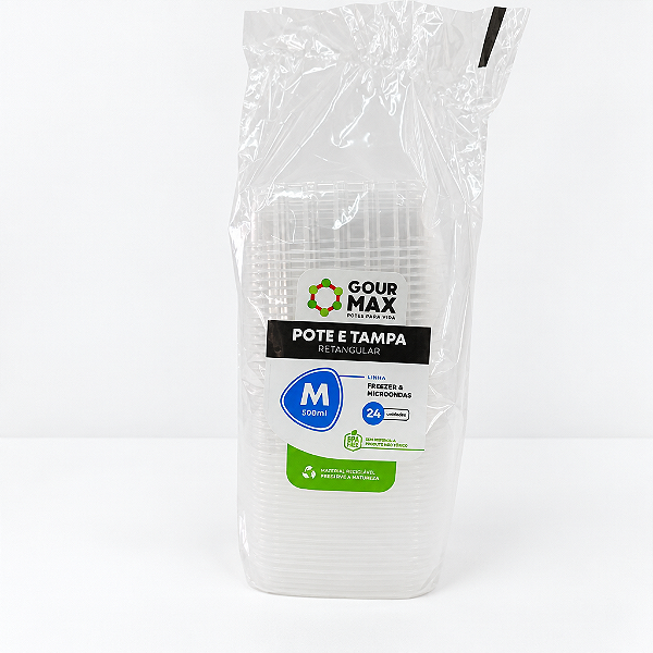 POTE PP 500ML RETANG M TRANSP C/TP 24UN