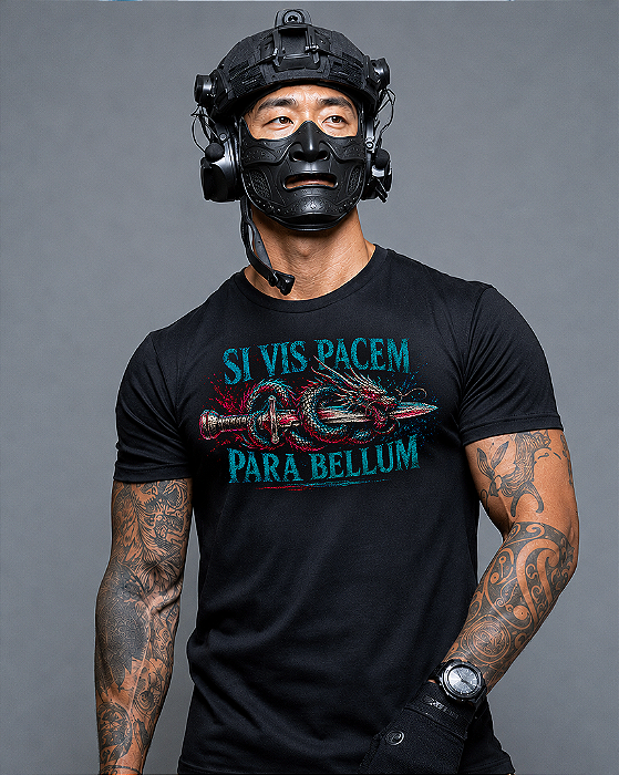 Camiseta Militar Si Vis Pacem Para Bellum Ronin Apparel Preta