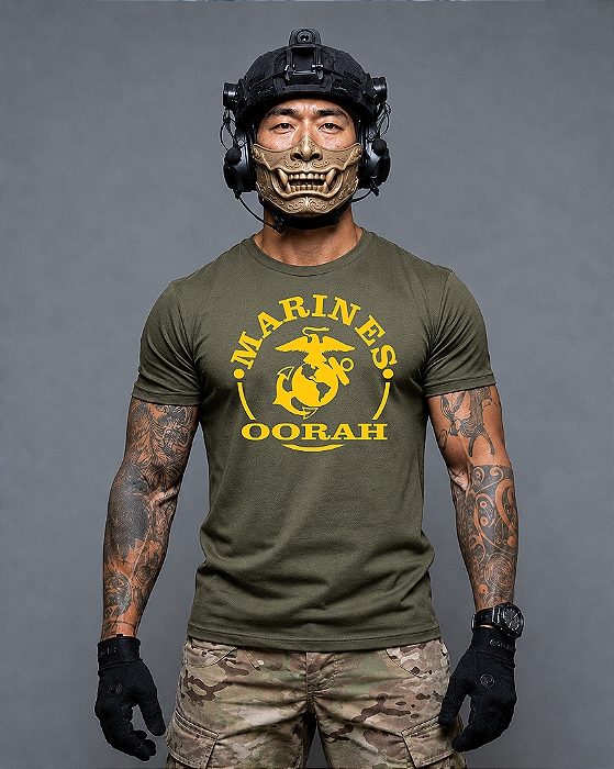 Camiseta Militar Marine Corps Oorah Ronin Apparel com Estampa nas Costas