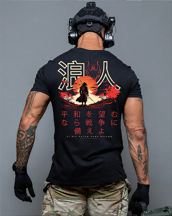Camiseta Ronin Apparel Si Vis Pacem Para Bellum Japan Style Preta
