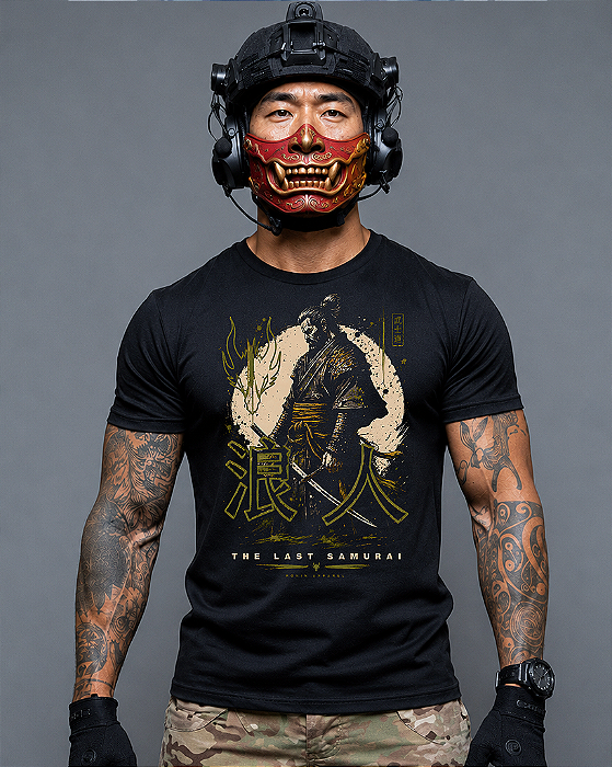 Camiseta The Last Samurai Ronin Apparel Preta com Estampa nas Costas