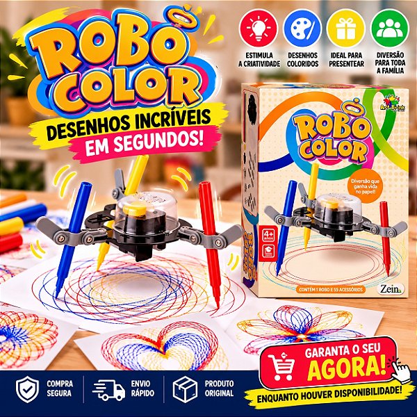 Robô de Desenho Infantil RoboDraw 3 Canetinhas Coloridas