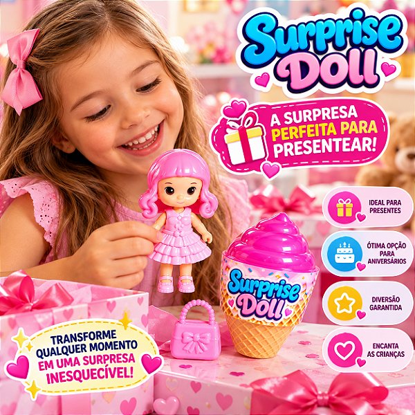 Boneca Surprise Doll Sorvete Colecionável com Acessório Infantil