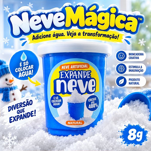 Neve Artificial Expande 8g Slime Sensorial Brinquedo Infantil