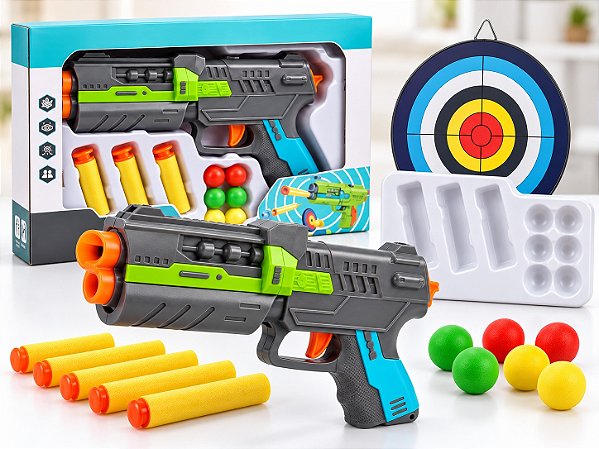 Brinquedo Lançador X-Shoot +3 Anos com 3 Dardos Ventosa e 6 Bolinhas | Brinquedo Divertido com INMETRO