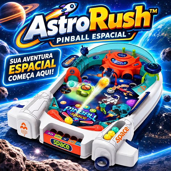 Pinball Infantil Espacial AstroRush Jogo de Mesa 3 Anos