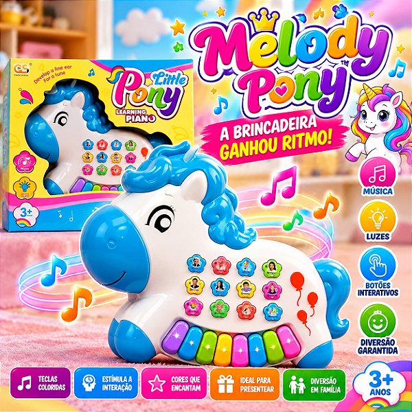 Teclado Musical Infantil Melodie Pony com Luzes e Sons