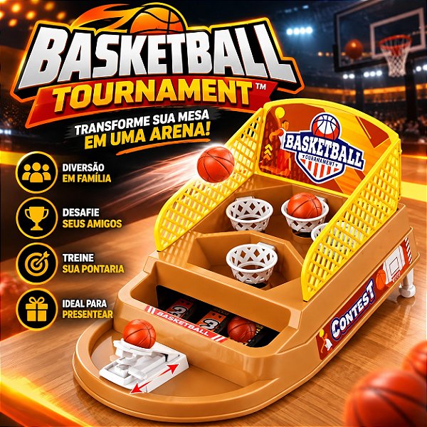 Jogo Basquete de Mesa Infantil Mini Cestas com Lançador