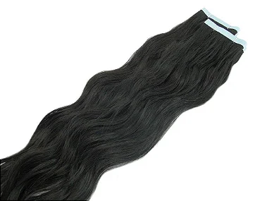Mega Hair de Fita Adesiva Cabelo Humano Castanho ONDULADO 50cm  20 peças
