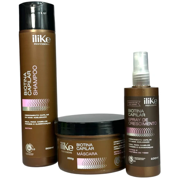 Kit Biotina Capilar Ilike Sh 300ml +mascara 250gr + Spray