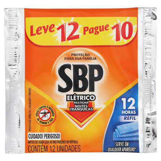 INSETICIDA SBP PASTILHA REFIL COM 12 UNIDADES
