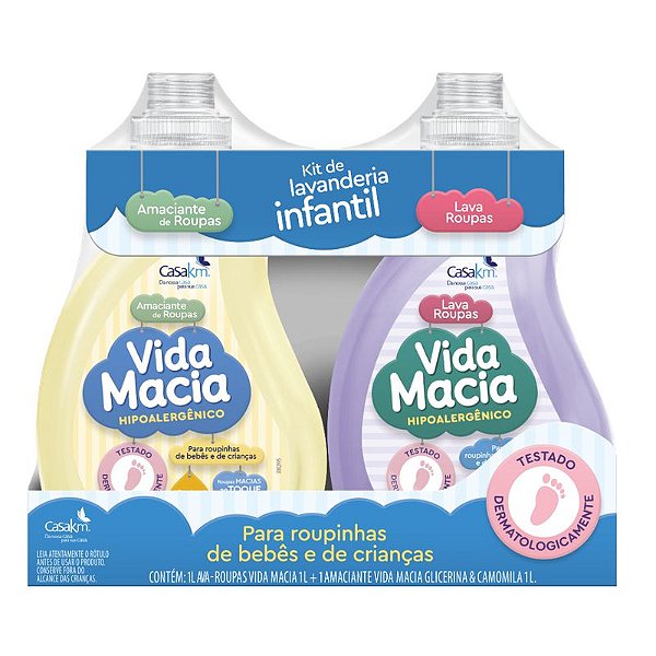KIT VIDA MACIA LAVA-ROUPAS E AMACIANTE GLIC. CAMOMILA 01 LITRO