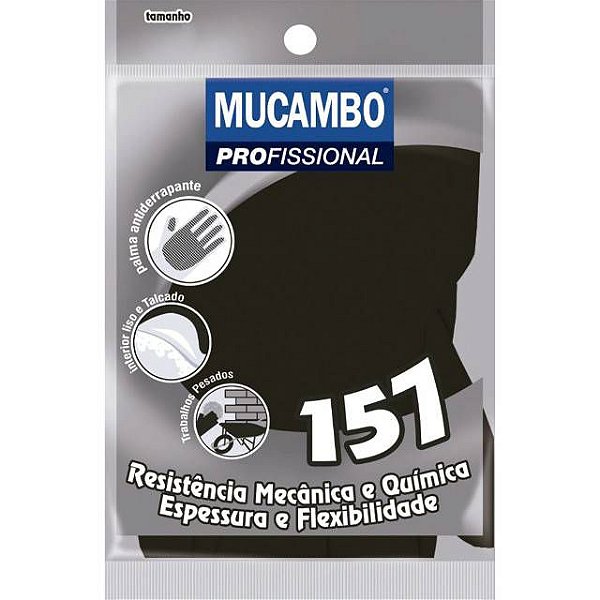 LUVA PRETA MEDIA MUCAMBO REFORÇADA PROFISSIONAL