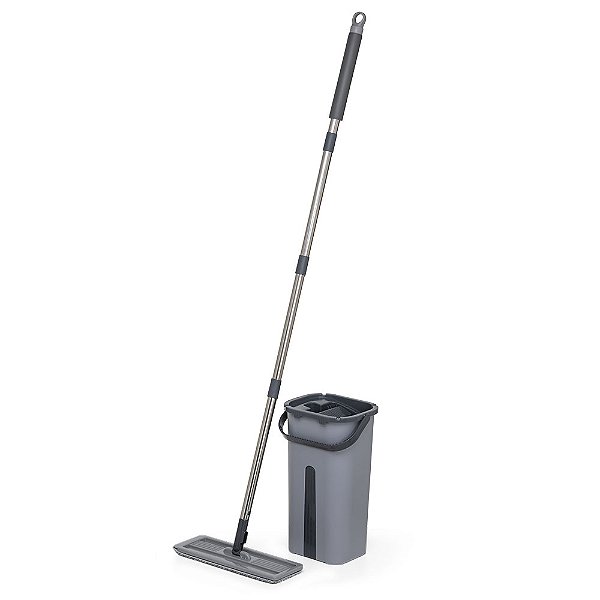 FLAT MOP SLIM 06 LTS BALDE CINZA - COM ESPREMEDOR E 01 REFIL MICROFIBRA NOBRE