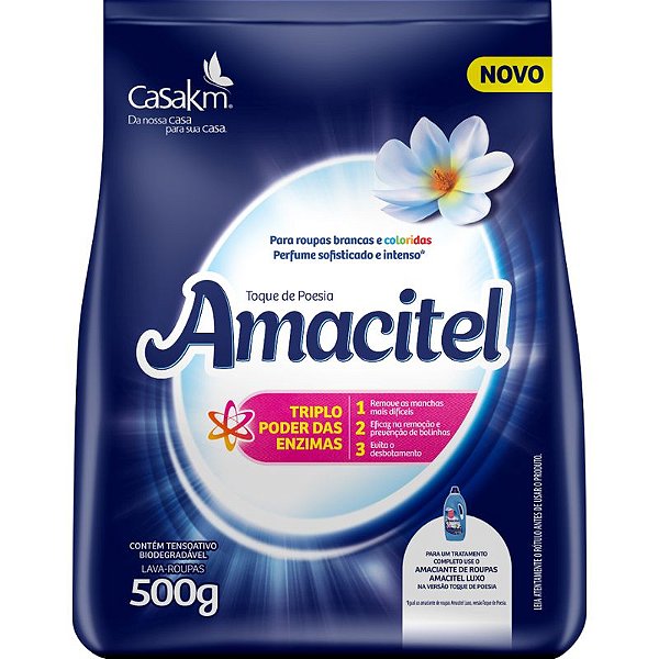 LAVA ROUPAS AMACITEL CASA KM TOQUE DE POESIA BAG 400 GRAMAS