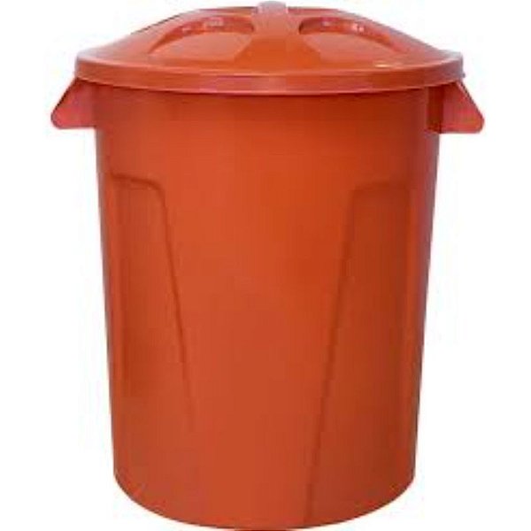 LAR CESTO REDONDO 100 LITROS COM TAMPA LARANJA