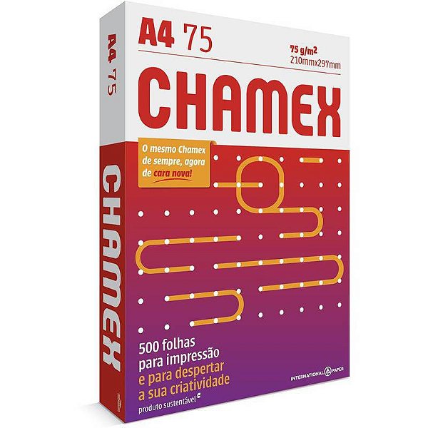 PAPEL A4 CHAMEX 210 X 297 MM COM 500 FOLHAS