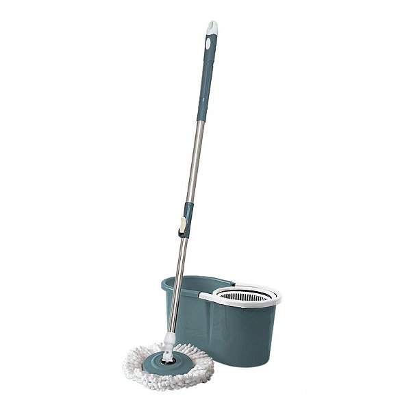 CONJUNTO MOP ROTATORIO COMPACT (BALDE 09 LTS  COM CESTO PLÁSTICO E 01 REFIL) AZUL PETROLEO NOBRE