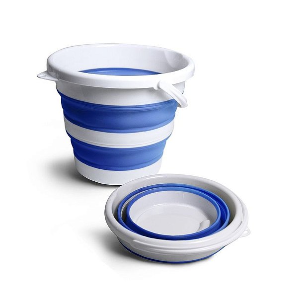 BALDE RETRATIL 10 LITROS BRANCO COM AZUL NOBRE