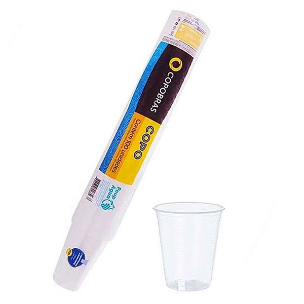COPO DESCARTAVEL COPOBRAS 180 ML TRANSPARENTE 100 UNIDADES