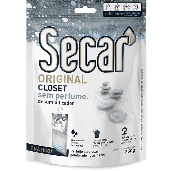 DESUMIDIFICADOR SECAR ORIGINAL CLOSET SEM PERFUME 250 GRAMAS