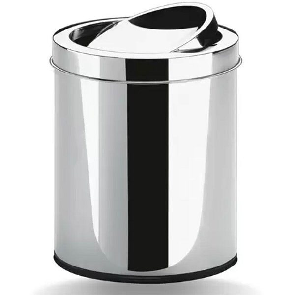 VIEL CESTO P/LIXO TAMPA BASCULANTE ARO CROMADO CORPO ACO INOX 05 LTS
