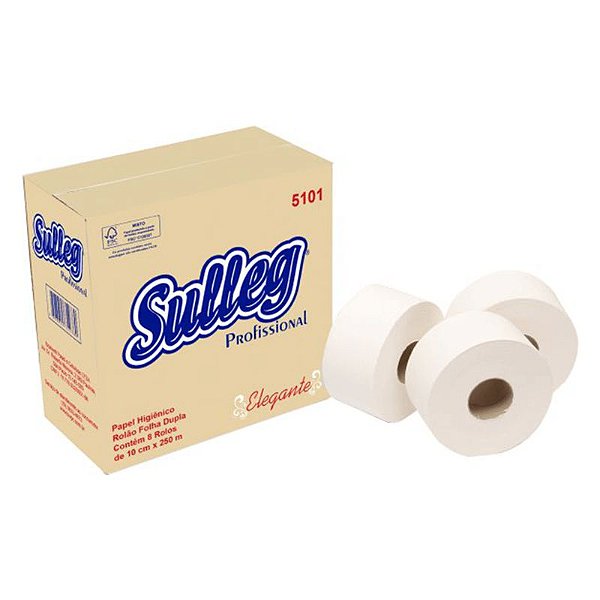 SULLEG ELEGANTE PAPEL HIGIENICO ROLO FOLHA DUPLA 08 UN 250 METROS