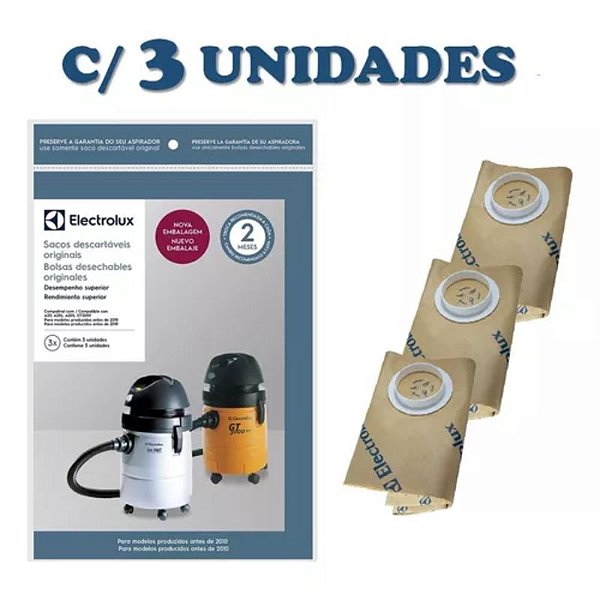 SACO DESCARTAVEL ASPIRADOR ELECTROLUX CSE19 C/ 3 UNIDADES