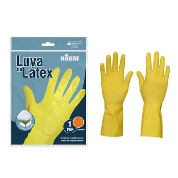 LUVA LATEX FORRADA AMARELA NOBRE GRANDE