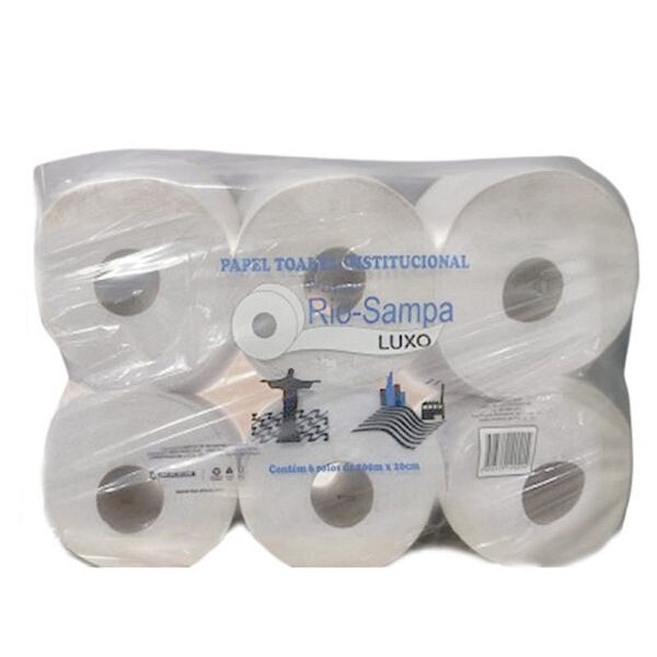 TOALHA BOBINA RIO SAMPA BRANCA  C/ 06 ROLOS X 20CM x 200 METROS