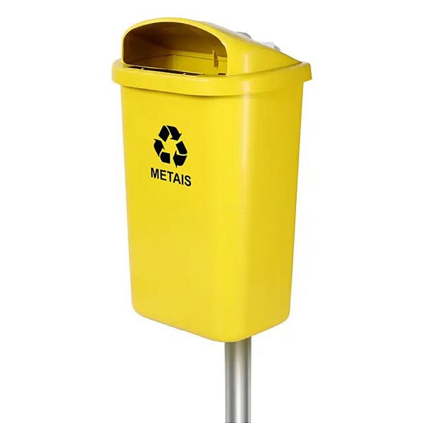 JSN LIXEIRA PARA COLETA SELETIVA 50L COM POSTE AMARELO - ST8AM