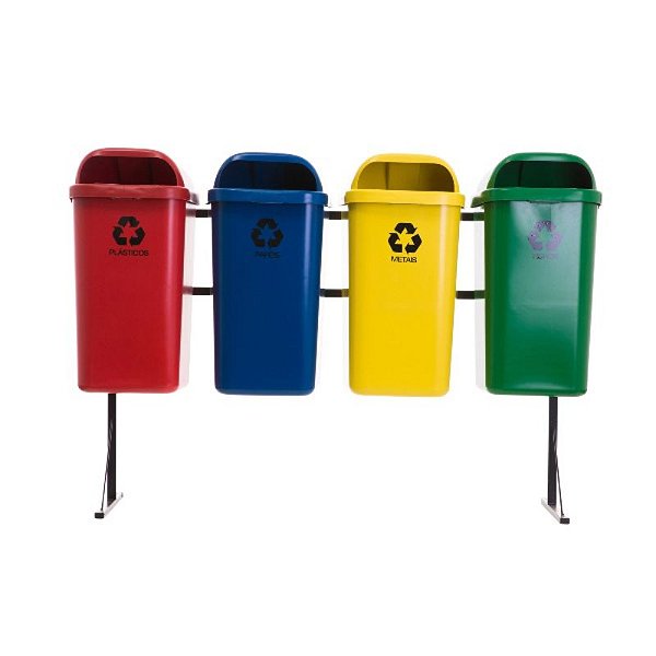 LAR SUPORTE COLETA SELETIVA COM 04 LIXEIRAS DE 50 LITROS