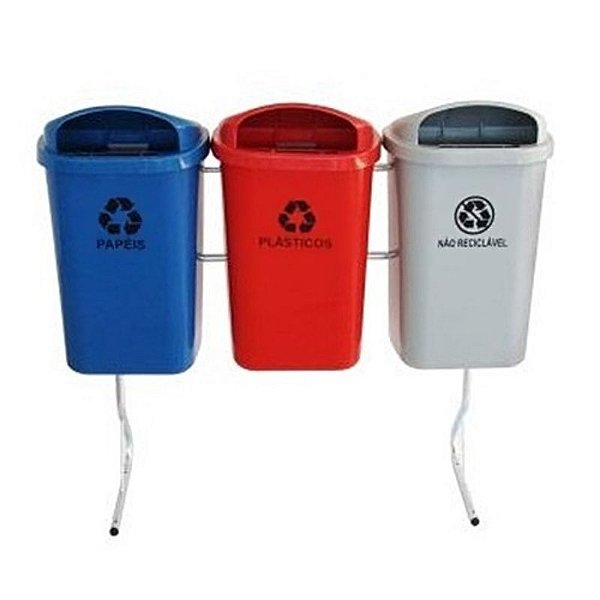 JSN CONJUNTO P/ COLETA SELETIVA 50 LITROS COM 03 CESTOS  ST9AVC
