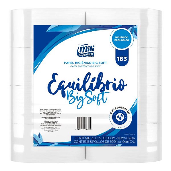 MILI PAPEL HIGIENICO EQUILIBRIO BIG SOFT 18G 08 ROLOS 500MX10CM