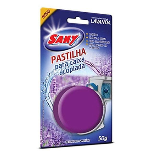 PASTILHA PARA CAIXA ACOPLADA SANY LAVANDA 50 GRAMAS