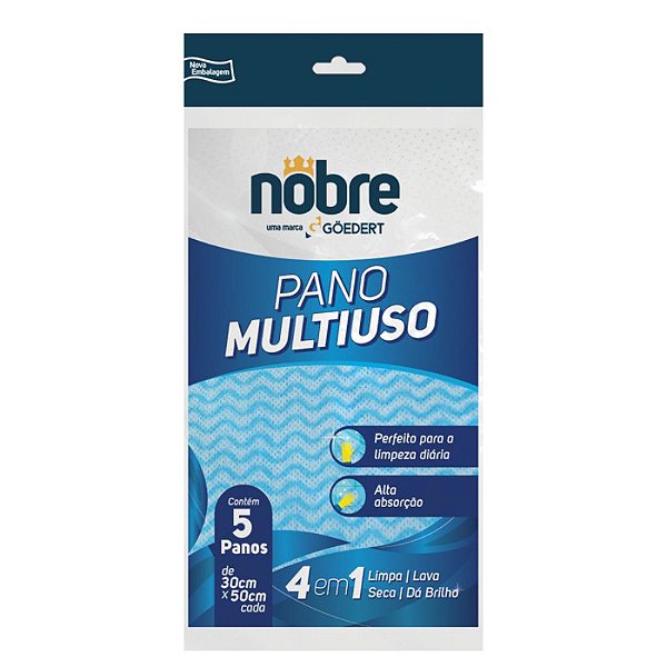 PANO MULTI USO NOBRE AZUL 30X50 CM COM 05 UNIDADES