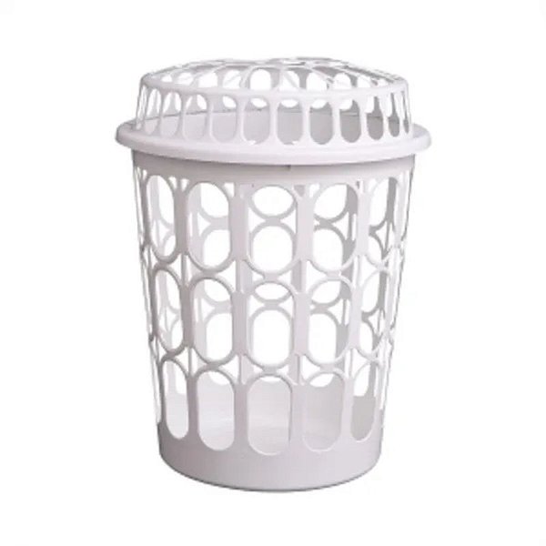 CESTO TELADO 30 LITROS COM TAMPA -MB  BRANCO REF 0657