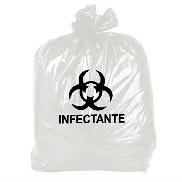 SACO LIXO INFECTANTE ABNT 50 LITROS BRANCO 63X80 CM LEVE COM 100 UND - ANVISA 80360390001