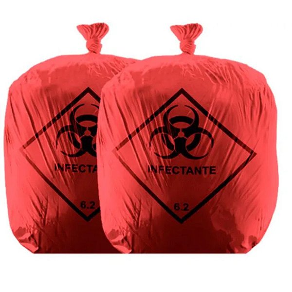 SACO LIXO INFECTANTE ABNT 100 LTS VERMELHA 75X105 CM COM 100 UNIDADES - ANVISA 80360390001