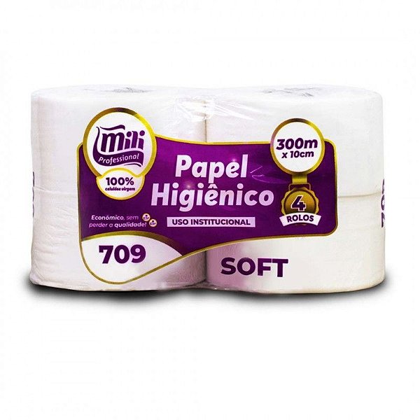 MILI HIGIENICO SOFT CELULOSE 04 ROLOS 10CMX300MTS