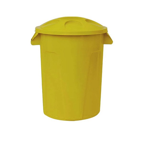 LAR CESTO REDONDO 100 LITROS COM TAMPA AMARELO